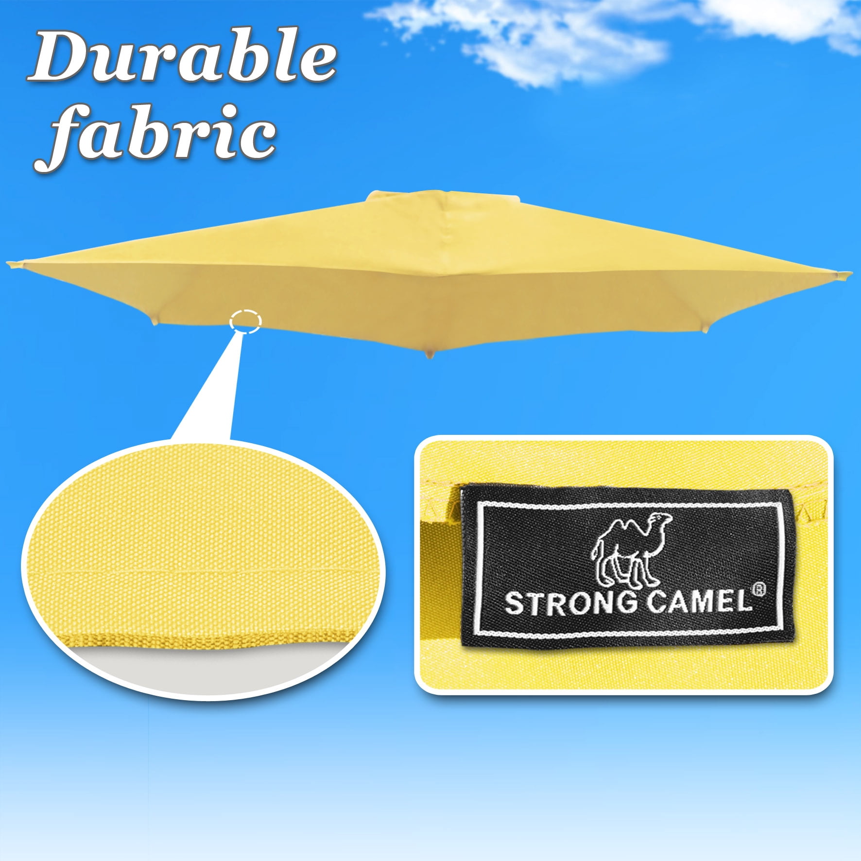 Sunny Patio 10' x 10' 5-Rib Beige Patio Umbrella Canopy, UV Protective Polyester Cover