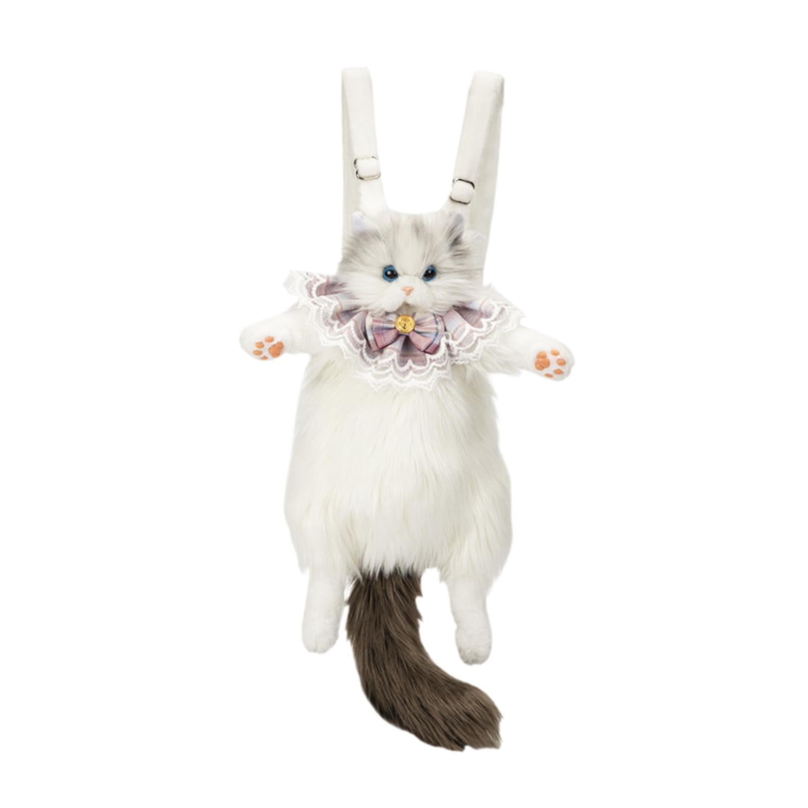 Abbraccia Cute Stuffed Cat Doll Backpack Funny Animal Shaped Backpack for Pet Lovers Gifts Gray