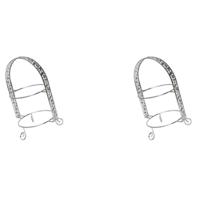 Bewildely Soporte de exhibición para platos de magdalenas de 2 neumáticos de hierro plata 8 pulgadas 2Conjunto