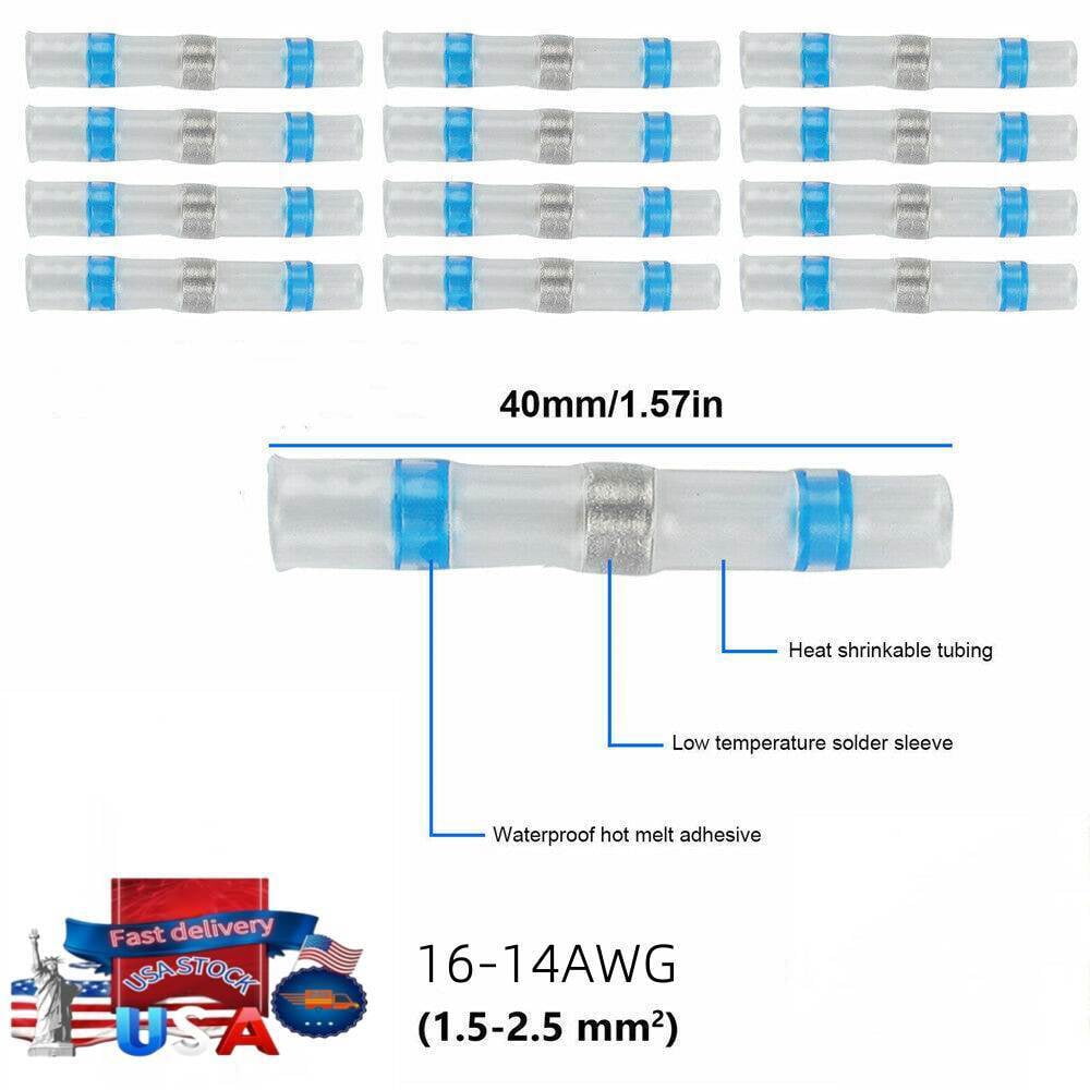 500pcs 16-14AWG Wire Connectors Heat Shrink Solder Seal Sleeve Butt Terminals