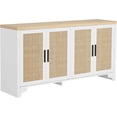 thumbnail image 1 of Bingirl Natural Rattan Sideboard Buffet Cabinet with Storage, Farmhouse Large Rattan Cabinet with 4 Doors, Wood Accent Coffee Bar Buffet Console Tables, 1 of 7