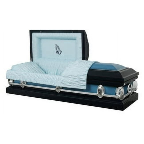 Overnight Caskets Blue Steel 81 x 28 x 23.5 in Funeral Casket, Rectangular Sealed