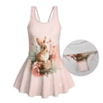 thumbnail image 5 of Xixirimido Bunny Floral Print Girls Swimsuit Sleeveless One Piece Skirted Swimwear Modest Hawaiian Bathing Suit for Beach Water Park Kids Swim Dress， Pink, 5-6 Years, 5 of 7