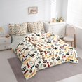 thumbnail image 2 of Manfei Cute Dog Full Size Bedding Sets, Graffiti Paw Print Full Size Bed in a Bag, Cream, Gray Reversible, 7-Piece, 2 of 6