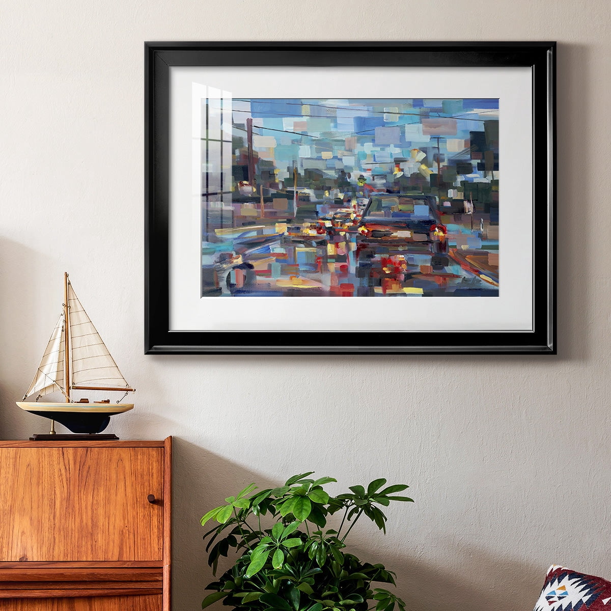 Red Traffic Premium Framed Print - Ready to Hang