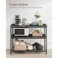 thumbnail image 6 of VASAGLE Kitchen Island with 3 Shelves, 47.2 Inches Kitchen Shelf with Large Worktop, Ebonised Oak and Black, 6 of 9