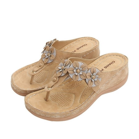 

Women Shoes Slope Heel Low Heeled Sandals Plus Size Casual Slippers Flip Flops