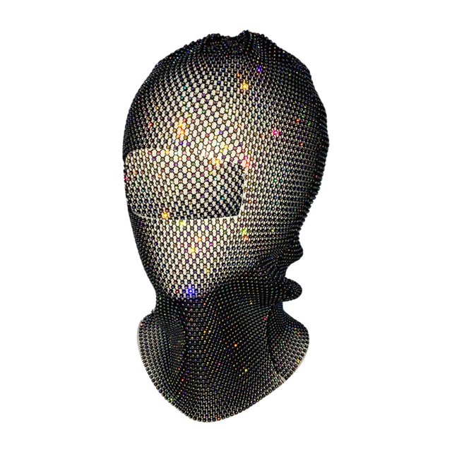 Máscara de , banda para el cabello, capucha de dhinestone para mujeres para cosplay, rendimiento del escenario En y negro