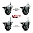 thumbnail image 2 of 3.5 Inch Black Polyurethane 10MM Threaded Stem Caster Set with Brake, 2 of 2