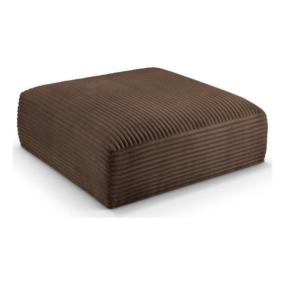 Meridian Furniture Shaggy Brown Corduroy Performance Fabric Ottoman