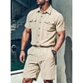 thumbnail image 6 of Men Sets Outfits 2 Piece Short Sleeve Shirts Short Set Color XXXL, 6 of 7