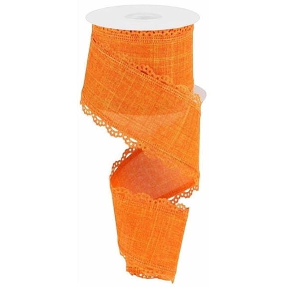 Scalloped Edge Ribbon on Canvas, 10 Yards (Orange, 2.5 Inch)