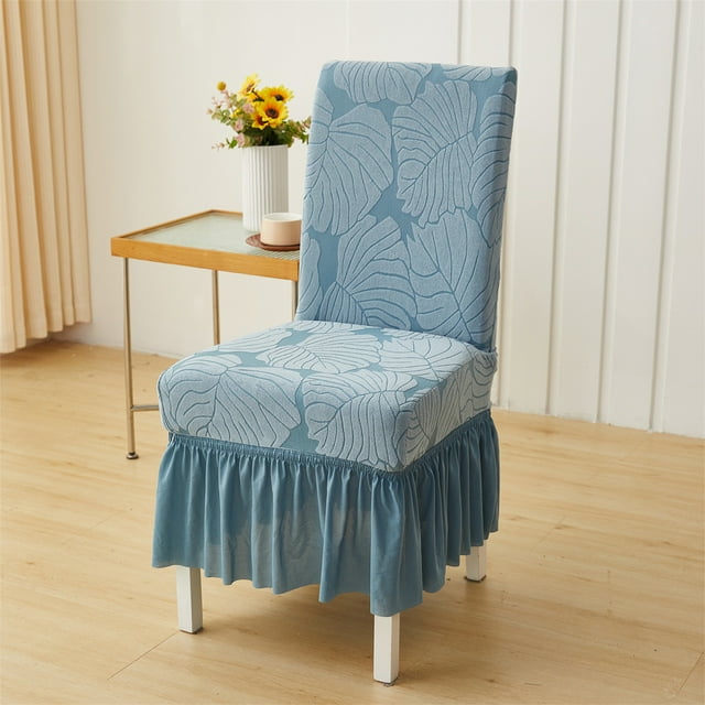 Fundas De Silla De Poliéster Fundas para sillas de hotel de jacquard azul, elásticas y gruesas, de una sola pieza, estilo falda, para decoración del hogar (1 unidad) JASKFLY