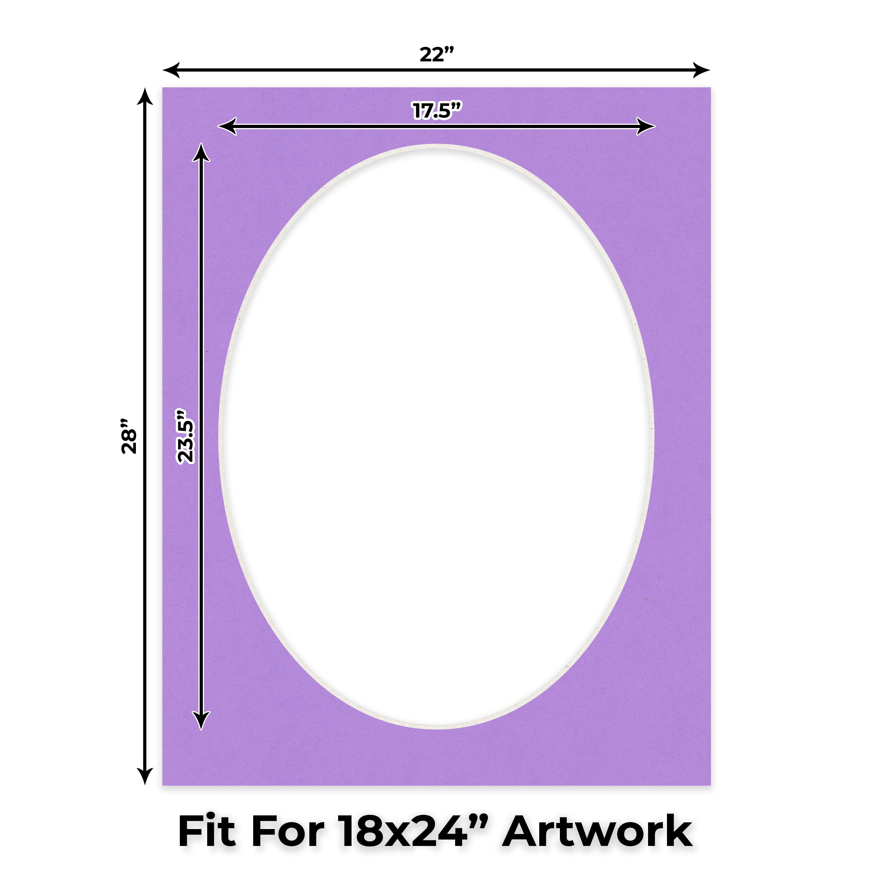 Pansy Purple Picture Frame Mat for 22x28 Frames - Oval Opening for 18x24 Photos - 1 Mat