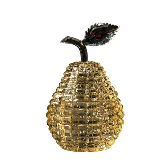 Set of 4 Yellow Diamond Cut Pear Decorative Jars, 6.25"