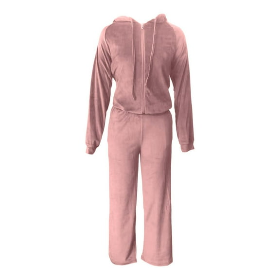 Fgnfyis Velvet Tracksuit for Girls Cozy Fall Winter Outfit with Hooded Sweatshirt and Jogger Pants Casual 2Piece Athletic Wear Pink 10-11 Years
