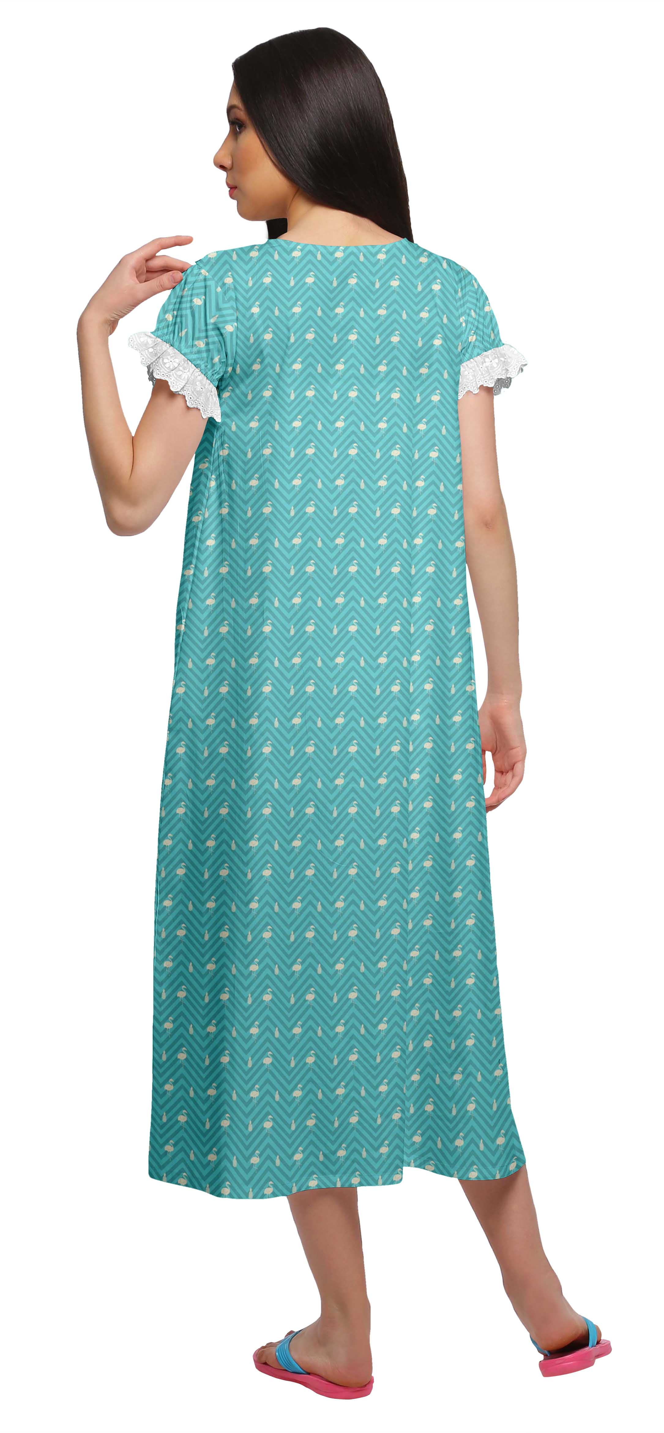 Details about   Moomaya Printed Women's Nightwear Short Sleeve Sleepwear Nightdress-FL-539F 