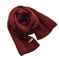 thumbnail image 4 of Bufanda de punto de lana gruesa Ins Harajuku para mujer, invierno, coreano, versátil, mantiene el calor, estudiantes japoneses, cuello sólido, color rojo vino, 4 of 4