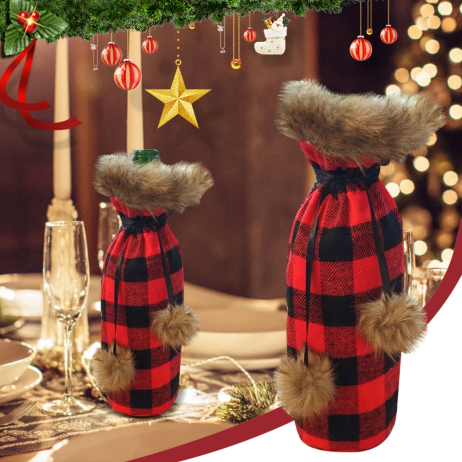 Pianpianzi Cute Stemless Wine Glasses for Women t Wine And Wine Glasses Set  Christmas Decoration Christmas Wine Bottle Bag Christmas Red And Black