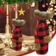 thumbnail image 2 of Fundas navideñas a cuadros para botellas de vino. Soporte navideño para botellas de vino con botella de vino de imitación., 2 of 8