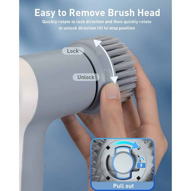 Handheld Electric Spin Scrubber, with 4 Replaceable Brush Heads,Powerful Cordless Rechargeable Electric Cleaning Brush for Cleaning Stove/Sink