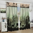 thumbnail image 4 of Farmhouse Forest Cabin Kitchen Curtains Rustic Wooden Small Short Cafe Window Curtains Tree Country Deer Bear for Home Kitchen Livingroom Coffee Room Window Curtain 2Panel 42" W X 54" L, 4 of 6