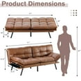 thumbnail image 4 of EDX Sofa Bed Couch, Loveseat Sleeper Futon for Living Room, Foldable Memory Foam Furniture, Convertible Full Size Sofa, Adjustable Backrest and Armrests,Linen, Brown, 4 of 7