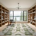 thumbnail image 2 of ODIKA 9'x12' Olive Green Modern Geometric Arch Pattern Washable Area Rug Contemporary Abstract Minimalist Scandinavian for Great Room, Indoor Concept, Large Living Low Pile, Flatwoven, 2 of 7