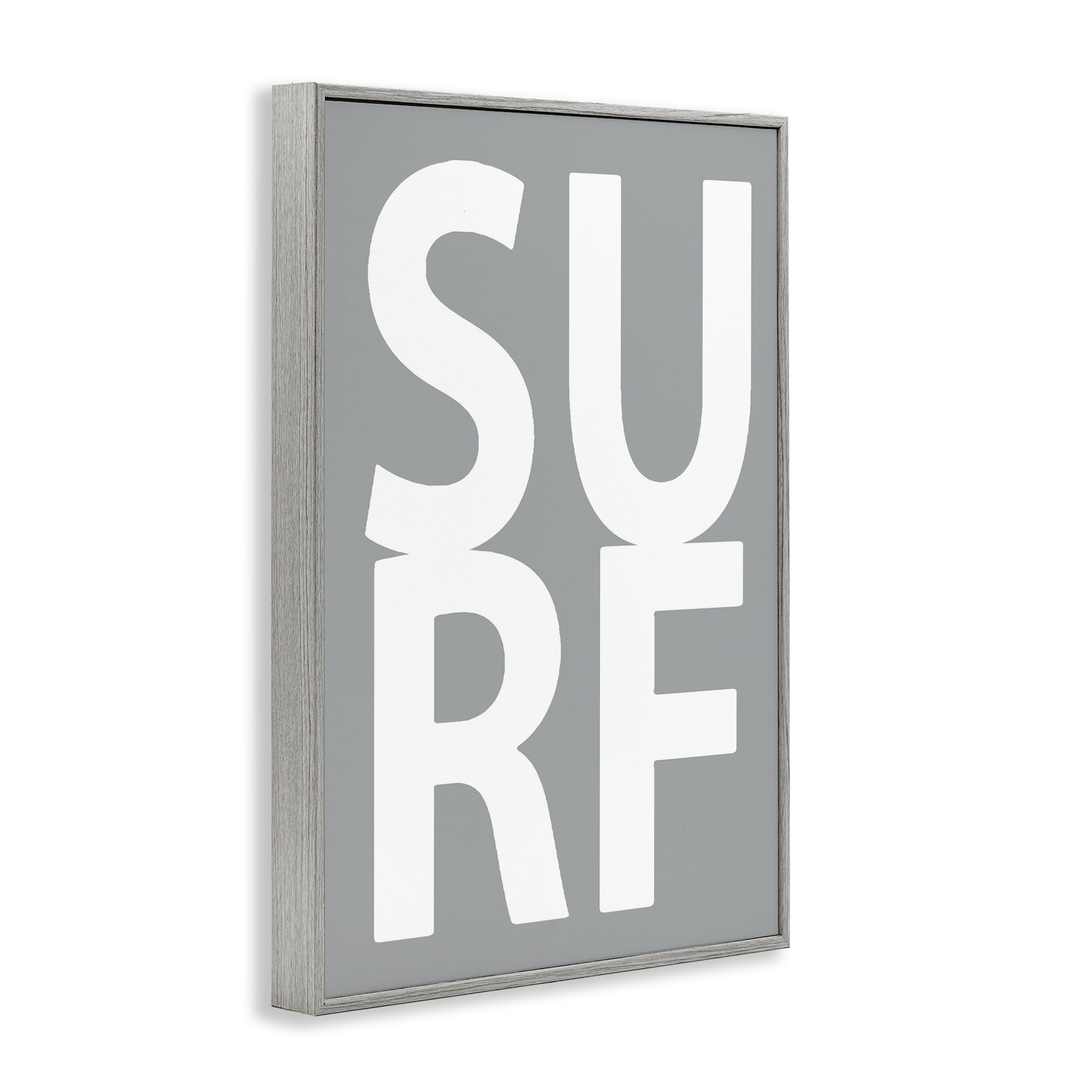 Stupell Industries Surf Word on Grey Typography Painting Gray Framed Art Print Wall Art, 16 x 24