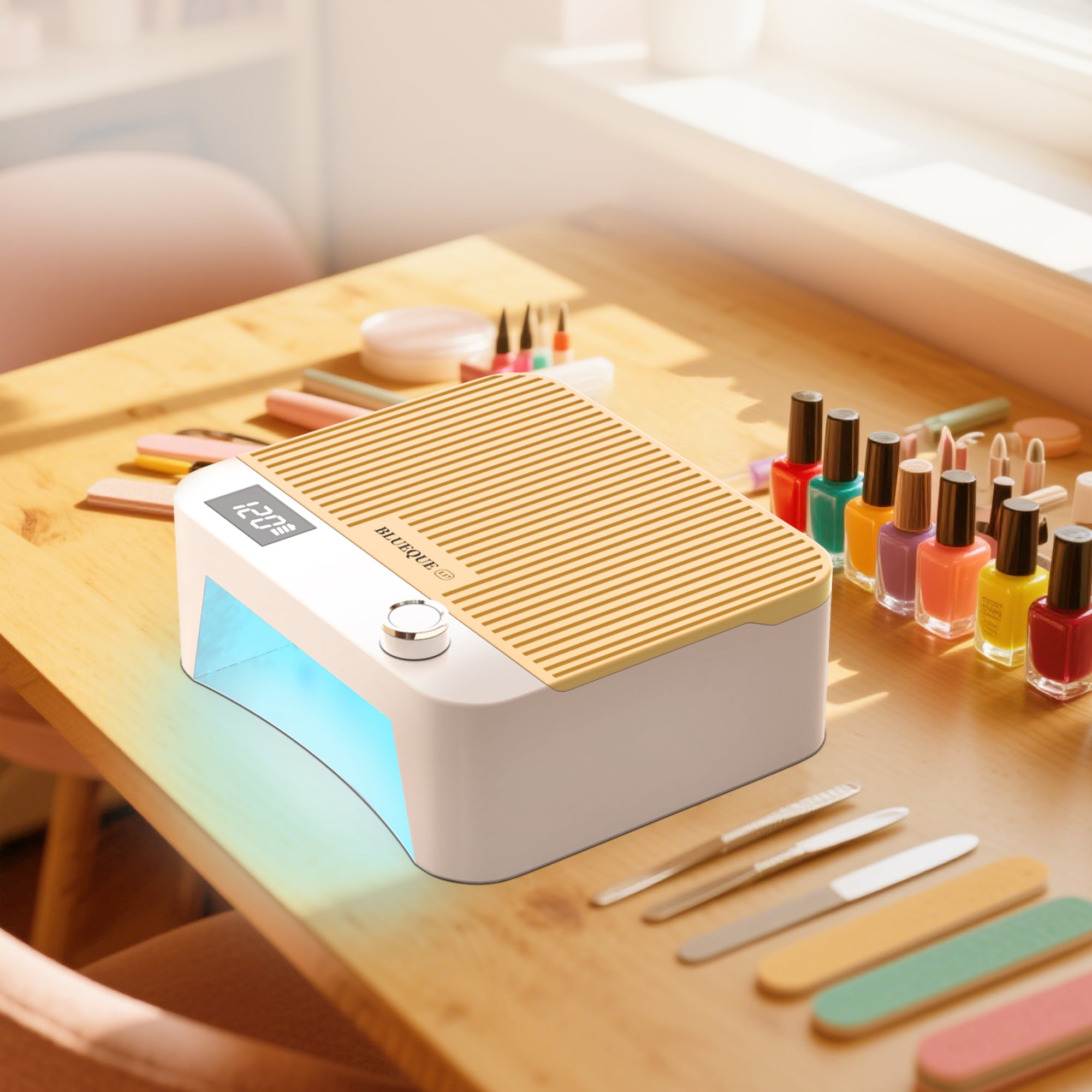 Cordless UV LED Nail Lamp, 60W Rechargeable Nail Dryer Gel Polish Light, Intelligent Auto Sensor LCD Display Nail Lamp  With 4 Timer Setting