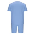 thumbnail image 6 of BXINGOHAI Men's Shirt and Shorts Set Summer Outfits Fashion V-Neck Short Sleeve Casual Track Suit for Men 2 Piece Short Set Today Light Blue,XL, 6 of 6