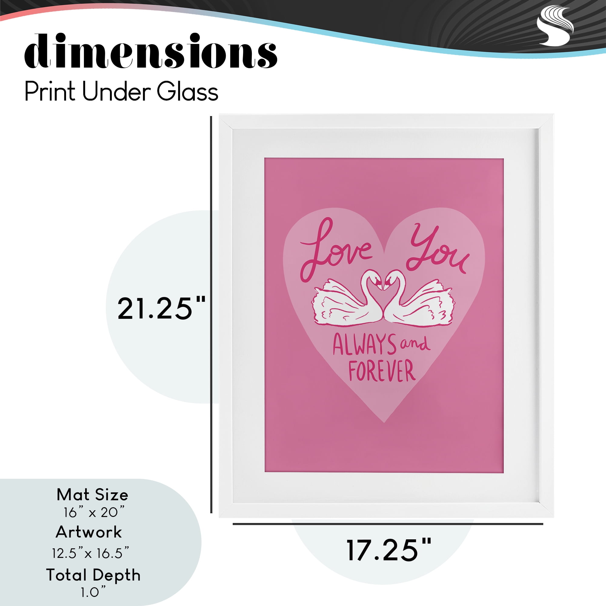 Always & Forever Swans White Framed Print Under Glass, design by Juliet Meeks