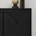 thumbnail image 5 of Mid Century Modern V-Shape Storage Cabinet, Dark Walnut Buffet for Slim Spaces in Living Room and Hallway，Black, 5 of 8