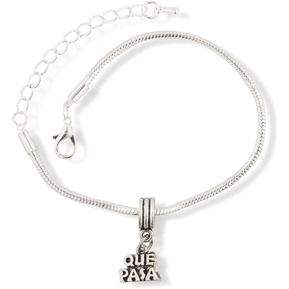 EPJ Que Pasa Text Snake Chain Charm Bracelet