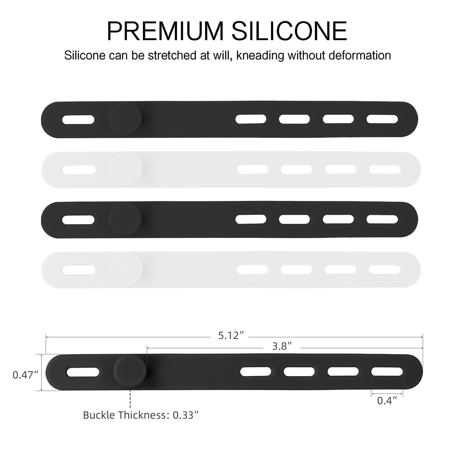 Donruby 24Pcs Silicone Cable Ties - Reusable & Washable with Locking Buckles, Adjustable Fastening Cable Management Straps, Multi-Purpose High Elasticity Cord Organizer (4 Colors)