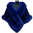 thumbnail image 2 of Joernso Thickened Warm Solid Color Fluffy Cape Coat Women Winter Faux Mink Fox Fur Shawl, 2 of 8
