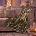 thumbnail image 6 of Highland Cow with Wildflowers Barn Stars and Flag Inspired Arch, Rustic Farmhouse Art for Cow Lovers, Cozy Flannel Blanket for Living Room and Bedroom, Housewarming Gift, Home Decor, 6 of 9