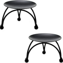 Geesatis 2 Pcs Candlesticks for Pillar Candles Metal Modern Style Pillar Candle Holder Stand Plate Candle Tray for Party, Black