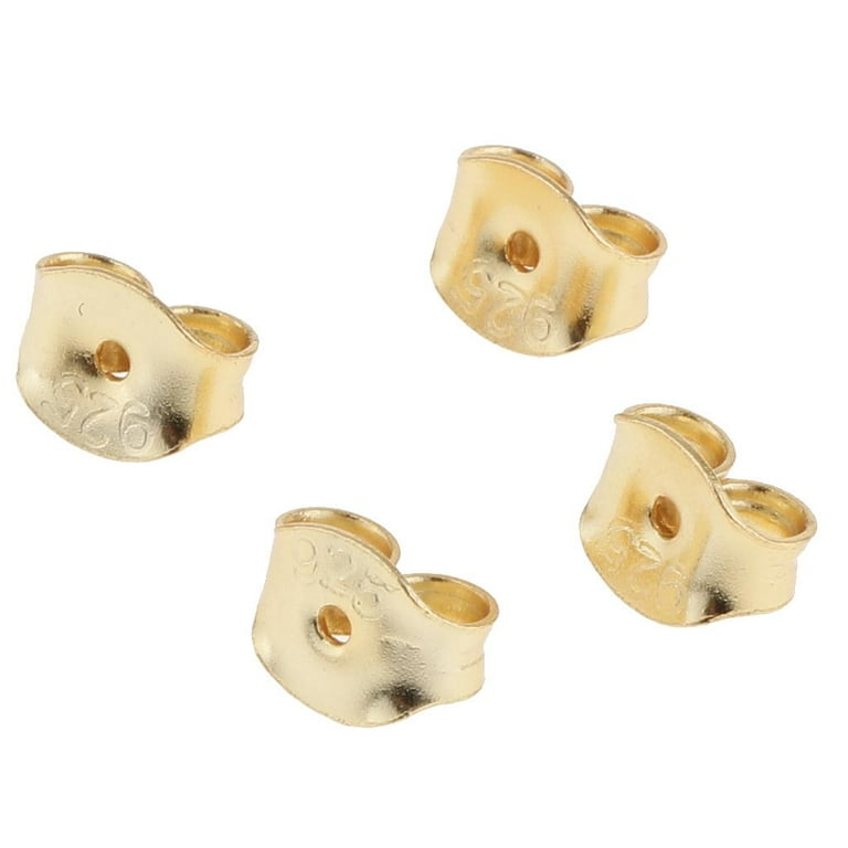 4 Pcs Ear Stoppers Clasps Back Earring Stoppers Ear Nuts Ear Stud Clasp, Women's, Size: 3 mm, Gold