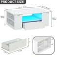 thumbnail image 3 of Dextrus LED Coffee Tables High Glossy Center Table with 2 Sliding Drawers and Open Side Shelf, White, 3 of 9