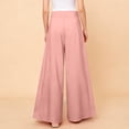 thumbnail image 5 of Womens Front Pleated Skirt Wide Leg Palazzo Pants High Waist Smooth Drapey Plus Size Pants Flowy Loose Fit Office Work Casual Pants , #03 Pink, 4XL, 5 of 5
