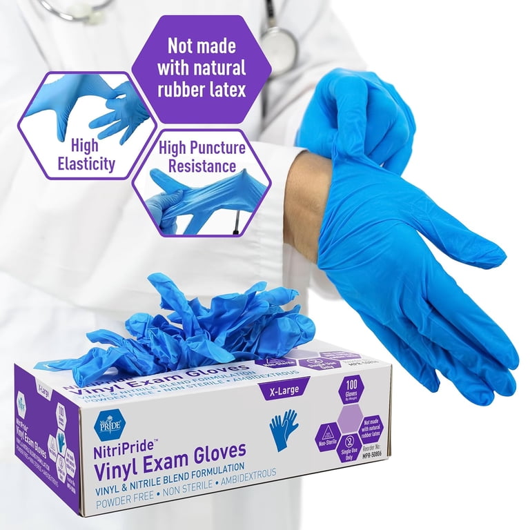 Nitrile Gloves Mサイズ 100枚入り MedPride Disposable XL Nitrile Vinyl Gloves 100 Count Durable