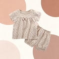 thumbnail image 5 of Bovxnpu Girls' Short Sets Girls Summer Gauze Floral Graphic Short Sleeve Crew Neck Shirt 2-Piece Sets Summer Outfits, 5 of 6