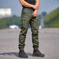 thumbnail image 4 of Cargo Tactical Jogger Pants for Men, Tapered Drawstring Elastic Waist Solid Color Outdoor Casual Trousers with Multi Pockets Green 4XL, 4 of 6