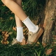 thumbnail image 3 of Xiao Hua Calcetines de mujer. Calcetines cortos informales con volantes y abatibles, transpirables y frescos, de algodón tejido, con cuello de oreja y volantes (juego de 3 pares), azul marino., 3 of 4
