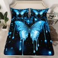 thumbnail image 2 of Homewish Dreamy Bling Butterfly Queen Sheet Sets, Blue Glitter Diamond Flat Sheet, Romantic Animal Queen Fitted Sheet, Microfiber Bedroom Decor, 4 Pieces, 2 of 7