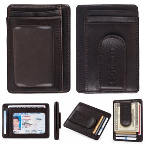 Alpine Swiss Men's Spring Money Clip Wallet, Brown
