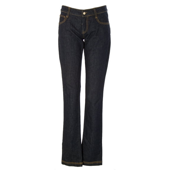 FRANKIE MORELLO Women's Bootcut Tan Stitch Jeans Sz 30 Dark Wash