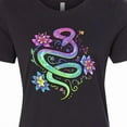 thumbnail image 4 of Inktastic Magical Colorful Snake with Flowers Women's T-Shirt, 4 of 5