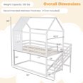 thumbnail image 3 of Costway Twin House Bunk Bed with Stairs Roof Rails & Window Full-length Guardrails, 3 of 10